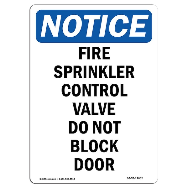OSHA Sign, Fire Sprinkler Control Valve Do, 5in X 3.5in Decal, 10PK, 3.5" W, 5" L, Portrait, PK10